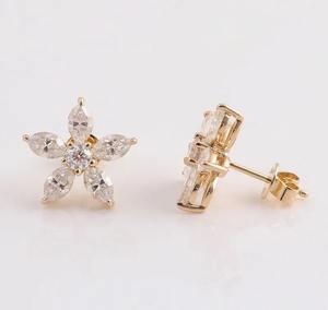 ต่างหูเพชรโมอิสทรงเพชรแบบสกรูด้านหลังต่างหูเงินสเตอร์ลิงต่างหูสวยงาม - Product Image 1