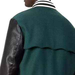 Fashion Leather Lettermen Jacket Men Stand Collar <b>Button</b> Front Cotton Wool Warm Casual Street Style Reversible Breathable Winter - Product Image 4