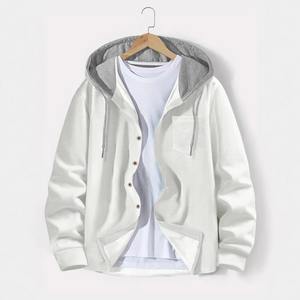 2025 New Fashion Men's Casual <b>Cardigan</b> <b>Coat</b> Waffle Lattice Color Breasted Hooded Loose Outdoor Sports Top - Product Image 2