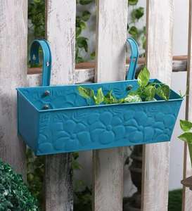 Grande jardinière suspendue en métal et fer Style nordique moderne gaufré rouge Pot de jardin décoratif extérieur avec motif de feuille ovale - Product Image 3