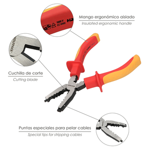 Pinze Multifunzione per Spellatura Fili 150 mm. Maniglie isolate VDE 1000V. Acciaio al Cromo Vanadio - Product Image 3
