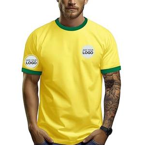 T-shirts décontractés pour hommes, coupe ajustée, manches courtes, 100% coton, doux, léger, col rond, t-shirts à col contrasté, écologiques - Product Image 1