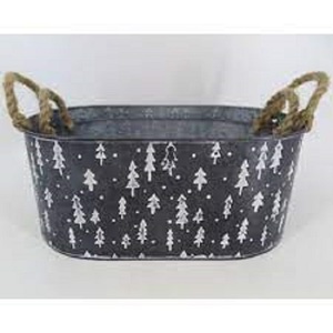 Maceta Metálica Galvanizada Rústica Personalizada con Relieve, Maceta Grande Tipo Cubo, Macetas Grandes para Exteriores, Decoración de Jardín y Casa de Campo - Product Image 3