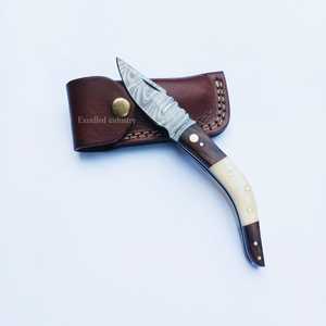 Custom Handmade Multifunctional Outdoor Survival Folding Pocket Knife Best Price Folding Knives With Wood and Bone Handle - Product Image 1