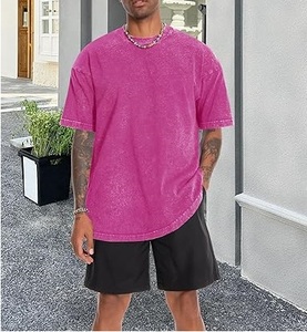 Fabricant personnalisé 300 g/m² T-shirt surdimensionné T-shirt Vintage Sun Fade T-shirt Acid Wash Heavyweight Graphic Loose Boxy t Shirt Men - Product Image 4