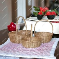 Nouveaux paniers de rangement pour la maison, paniers de Pâques en bambou et en osier avec poignées, paniers cadeaux à fixer au mur, écologiques, vintage