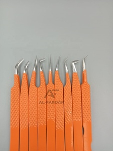 Pince à cils orange en acier inoxydable japonais, pointue, pour extensions de cils volume, avec logo personnalisé - Product Image 2