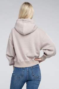Impression personnalisée sweat à capuche court en polaire française pour femmes 100% coton sweat thermique en tailles XS à 6XL pour l'hiver - Product Image 2