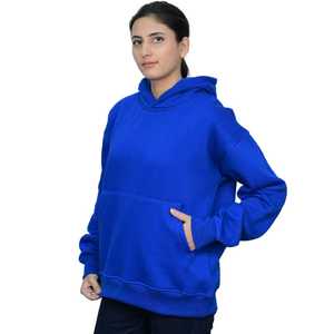 Sudaderas con capucha de algodón 100% informales de lana estampadas y sólidas para mujer, ropa de calle cálida de invierno, ropa de abrigo de moda en azul cobalto - Product Image 5