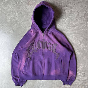 Sudaderas con Capucha Estampadas con Efecto Deslavado Ácido para Hombre, Sudaderas de Algodón Suave con Efecto Desteñido, MOQ Bajo y Precio Económico - Product Image 3