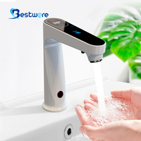 Robinet de cuisine contemporain à capteur avec cartouche céramique, montage sur plan, sans contact, et distributeur de savon pour chambre à coucher