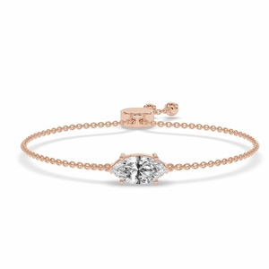 Elongated Marquise Lab Grown Diamond Fashion Bracelet 0.75 Ct Tw F-G Color VS Clarity 14K <b>Solid</b> <b>Gold</b> Fluid Line Motion Shine - Product Image 3