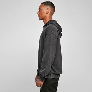 Sweat à capuche personnalisé lourd 100% coton lavé à l'acide fermeture éclair à l'épaule avec motif 3D pour la saison d'automne - Product Image 3