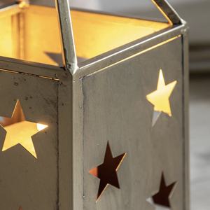 Mini Metal Square 2025 Christmas Decorations Cutwork <b>Stars</b> Hanging Lanterns Home Decorative <b>Candle</b> <b>Holders</b> Jars Tabletop Use - Product Image 3