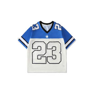 Venta al por mayor de camisetas de fútbol de moda de secado rápido de alta calidad 100% Camiseta de algodón para los hombres de ajuste suelto impreso fútbol malla Jersey - Product Image 1