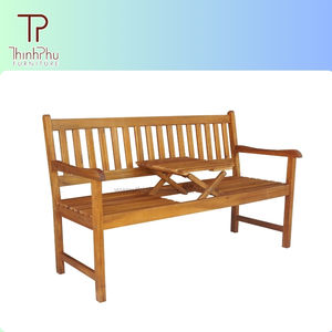 Banc moderne en bois d'acacia massif et durable avec table escamotable, mobilier d'extérieur pour parcs, hôtels et villas - Thinh Phu Furniture - Product Image 2