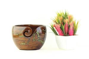 Bol à laine en bois, figurine Lichtenberg en résine, diamètre 7x4, cadeau personnalisé pour les tricoteuses, bol à laine en bois - Product Image 5