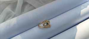 Eveil Blue Stone <b>Ring</b> Vintage Style <b>Adjustable</b> <b>Size</b> Waterproof Antitarnished with Elegant 18K Gold Plating Engagement Gift - Product Image 2