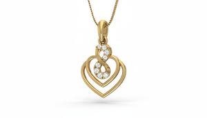 Delicado Colgante de Doble Corazón de Oro de 14K y Diamantes Naturales para Mujer - Product Image 4