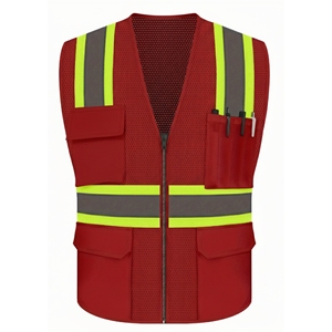 Custom Hi Vis Security Guard Safety Vest with Pockets Durable Reflective Mesh Cotton Jacket Workwear ANSI Compliant - Product Image 3