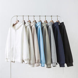 Sweat à capuche zippé noir surdimensionné en coton uni avec logo imprimé pour homme, coupe ample, 400 g/m², avec fermeture éclair pour unisexe - Product Image 1