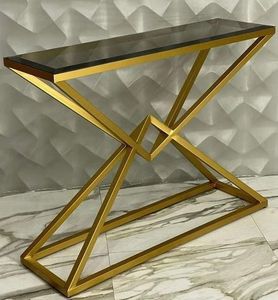 Table console minimaliste moderne en métal avec cadre noir élégant et dessus en marbre blanc, accessoire écologique pour entrée ou couloir - Product Image 3