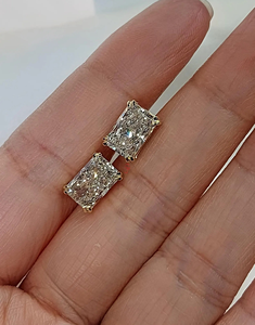 Boucles d'oreilles en diamant de laboratoire taille radiant 4,00 CTW certifiées IGI, en or massif 14 carats, boucles d'oreilles solitaires classiques en diamant pour femmes - Product Image 2