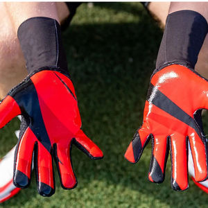 Gants de gardien de but de football pour enfants en gros, cuir allemand professionnel, sangle de poignet réglable, fermeture éclair antidérapante, doigts - Product Image 4