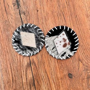 ชุดถาดรองแก้วหนังวัวทรงกลมทำด้วยมือสำหรับตกแต่งบ้านหนังแท้แบบตะวันตกที่รองแก้วของขวัญใหม่สำหรับบ้าน - Product Image 2