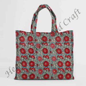 กระเป๋าผ้าทรงสี่เหลี่ยมสำหรับผู้หญิงพิมพ์ลายบล็อกความจุขนาดใหญ่แนวยุโรปอเมริกัน - Product Image 1