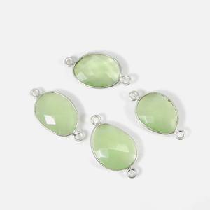 Prehnite Hydro Oval เครื่องประดับเงินแท้925,ตัวเชื่อมต่อ21X12มม. 1.05กรัมเครื่องประดับเงินแฮนด์เมด IG10614 - Product Image 5