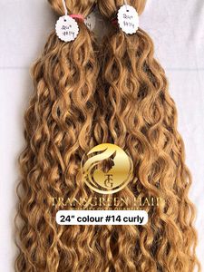Vente en gros de 100% qualité supérieure 24 ''paquets de cheveux humains bouclés à cuticule alignée frontal naturel #14 vague de cheveux humains bruts - Product Image 5