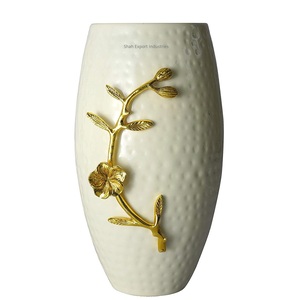 Recién llegado, florero de Metal martillado blanco, proveedor indio, hogar, boda, mesa, uso decorativo, maceta - Product Image 5