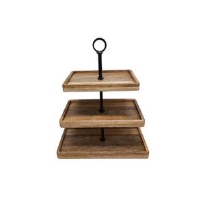 ถาดรองเค้กโลหะเหล็กชั้นเดียวทำจากไม้ธรรมชาติทรงสี่เหลี่ยมผืนผ้าสำหรับร้านอาหาร - Product Image 5