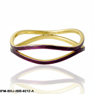 กำไลข้อมือทองเหลืองทำมือ ลายคลื่น สองสี ทองและสีม่วงแดงเคลือบเงา กำไลอินฟินิตี้ สไตล์โมเดิร์น มินิมอล สำหรับผู้หญิง - Product Image 5