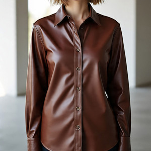 ชุดเดรสสีดำสำหรับผู้หญิง2025ปรับแต่งได้แจ็คเก็ตหนังแท้สำหรับนักขี่จักรยานหนังโพลีเอสเตอร์สีล้วนสำหรับฤดูหนาว - Product Image 4