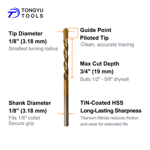 قطع الجدار الجاف المطلي بالقصدير بت الرمز البريدي ، نقطة توجيه توجيه طرف مسدود لقمة التوجيه اللولبية لفتح منفذ الخشب والجبس - Product Image 2