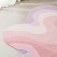 Handmade Wool Rug in Pink Purple Irregular Shape Modern Carpet for Living Room & Kids Room Soft Custom Home Decor Picnic Use