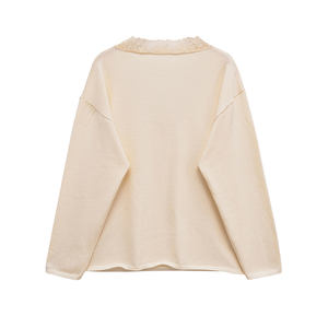 Cardigan décontracté d'hiver de haute qualité, 100% coton, couleur unie, col en V, logo sur le devant, respirant, pour un confort optimal des femmes - Product Image 3