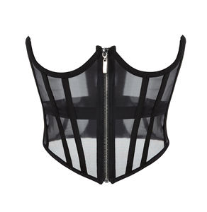 Camiseta sin mangas con entrenador de cintura de malla Sexy para mujer, corsés push-up negros con corpiño transparente, accesorio de equipo de Fitness - Product Image 2