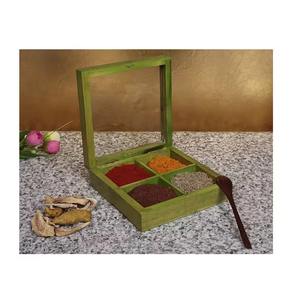 Boîte à épices en bois naturel fabriquée à la main de meilleure qualité personnalisée Conteneur à épices avec boîte à épices et étagère - Product Image 4