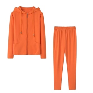 Conjunto Deportivo de Felpa de Algodón Orgánico de Primera Calidad para Mujer, con Puños, 2 Piezas, Largo, Transpirable, Ropa Urbana - Product Image 5
