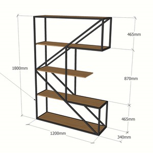 Estante Decorativo de Bambú y Madera con Estructura de Hierro BFKS005, 120x34x180cm, Tipo Vertical para Sala de Estar - Product Image 5