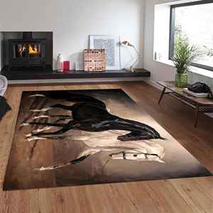 Alfombras para Caballos Blancas y Negras, Alfombra Estampada, Alfombra con Diseño de Animales, Alfombra Suave No Tejida - Product Image 4