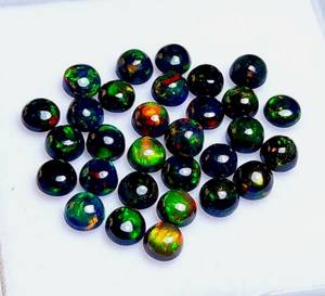 อัญมณีทรงหลังเบี้ยโอปอลสีดำเอธิโอเปียรูปทรงกลมตามธรรมชาติพร้อมไฟหลากสีเกรด a.a รมควันขายส่ง - Product Image 1