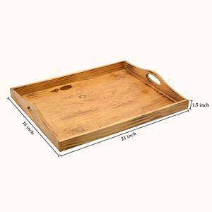 Mesa de Centro de Madera Natural Moderna, Hecha a Mano, con Diseño Único y Personalizable, con Asas para Comida y Bebidas, por Saniya Handicraft - Product Image 4