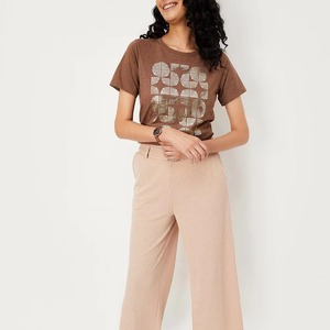 เสื้อยืดแขนสั้นสำหรับผู้หญิงเสื้อยืดคอวีแบบลำลองสำหรับฤดูใบไม้ผลิและฤดูร้อน - Product Image 5