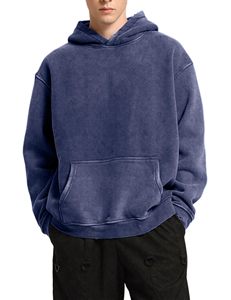 Sweat-shirts d'hiver pour hommes de qualité supérieure, décontractés, respirants, en molleton 100% coton, coupe ample, avec poche, motif uni, teinture unie - Product Image 2