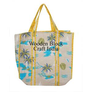 Handmade Block Printed Cotton Shoulder Tote <b>Bag</b> for <b>Women</b> Indian Quilted Eco-Friendly Shopping Tote <b>Bags</b> Holiday <b>Accessories</b> - Product Image 6