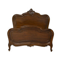 Cadre de lit double en noyer sculpté, style Louis XV français antique, pour chambre à coucher intérieure